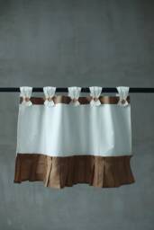 Ruffled Linen Curtain With Ties, French Farmhouse Style - 1 Panel - thumbnail 1