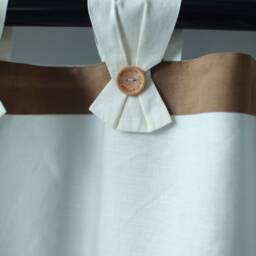 Ruffled Linen Curtain With Ties, French Farmhouse Style - 1 Panel - thumbnail 3
