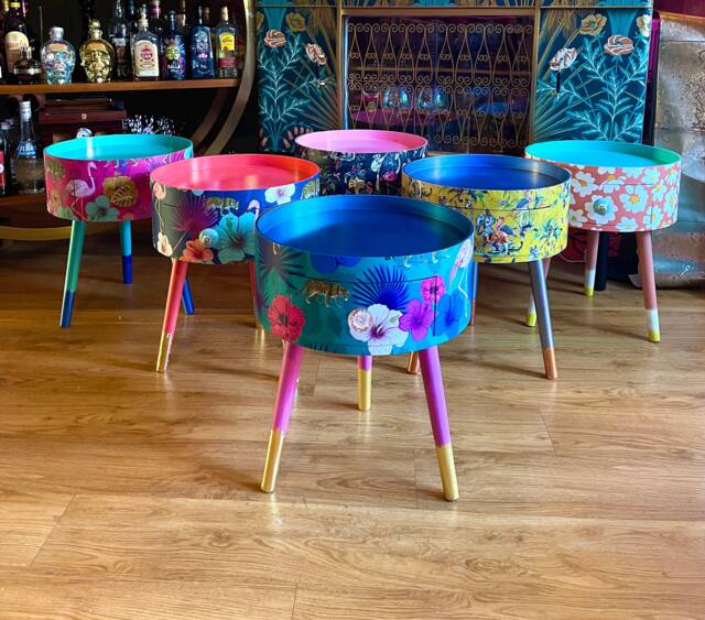 Custom Side Table Living Room. Round Bedside With Storage Made Of Wood Built in Drawer , Built Wooden - image 1