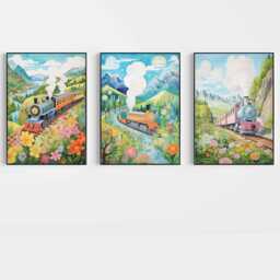 Set Of 3 Train Print, Wall Art, Steam Poster, Boys Room Kids Decor, Playroom Decor - thumbnail 2