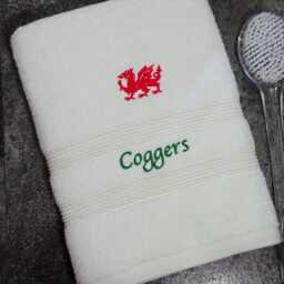 Personalised Wales Bath Towel Red Cymru Dragon Embroidered With A Name - Proud To Be Welsh Gift Choice Of Or Hand & Face Cloth - thumbnail 2
