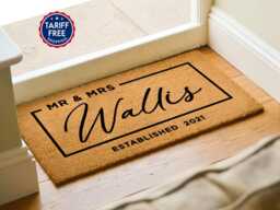 Custom Engagement Mr & Mrs Surname Doormat - Personalized Door Mat Wedding Gift Newlywed - thumbnail 1