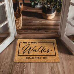 Custom Engagement Mr & Mrs Surname Doormat - Personalized Door Mat Wedding Gift Newlywed - thumbnail 2