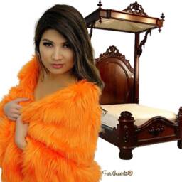 Orange Plush Faux Fur Throw Blanket - Minky Cuddle Lining, Hand Made Usa - thumbnail 2