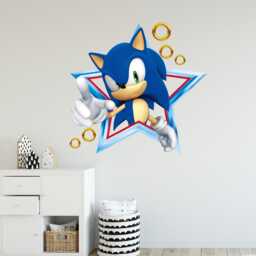 Sonic The Hedgehog Wall Sticker - in Star With Rings Art - thumbnail 2
