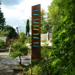Garden Sculpture Made Of Wood & Glass. A Unique, Handmade, Weatherproof Garden Decoration - thumbnail 2