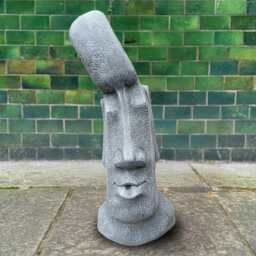Concrete Moai Statue Stone Easter Island Head Cement Face Sculpture Outdoor Garden Ornament Polynesian Style Yard Decor Rapa Nui Figurine - thumbnail 1