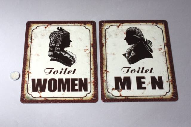 1 Ladies Or Gents Wc Toilet Sign Rustic, Door Funny, Bathroom Restrooms Wall Hanging Lavatory, Plaque, Women Men Face Head - image 1