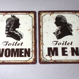 1 Ladies Or Gents Wc Toilet Sign Rustic, Door Funny, Bathroom Restrooms Wall Hanging Lavatory, Plaque, Women Men Face Head - thumbnail 2