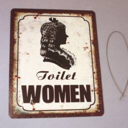 1 Ladies Or Gents Wc Toilet Sign Rustic, Door Funny, Bathroom Restrooms Wall Hanging Lavatory, Plaque, Women Men Face Head - thumbnail 3
