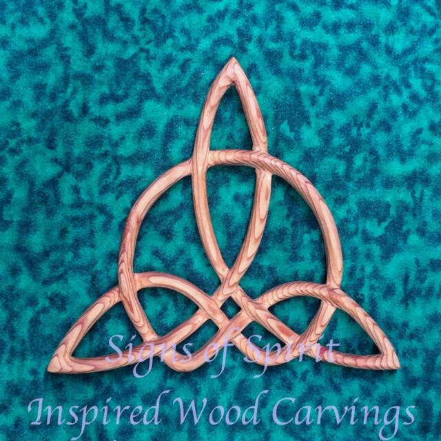 Hand Carved Cedar Celtic Knot Harmony Triquetra Wall Hanging - image 1