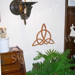 Hand Carved Cedar Celtic Knot Harmony Triquetra Wall Hanging - thumbnail 3