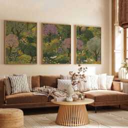 Botanical Garden Art Print Set Vintage Woodland Landscape, Set Of 3 - thumbnail 3