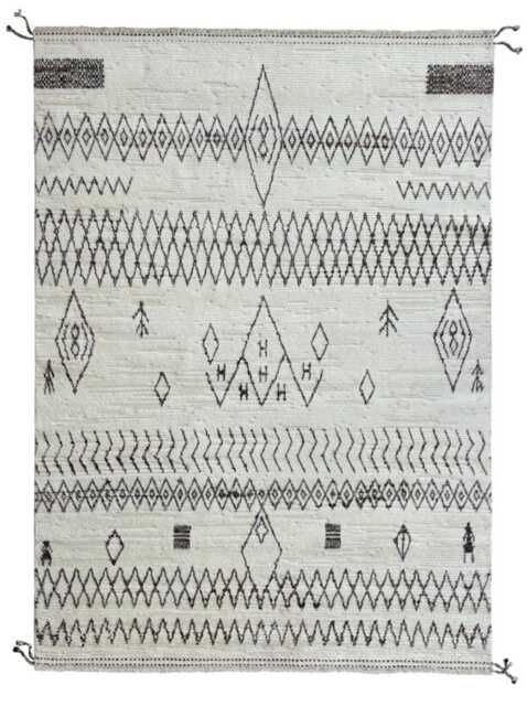 Hand-Knotted Moroccan Beni Ourain Rug, 100% Natural Wool, Modern Berber Carpet For Living Room - image 1