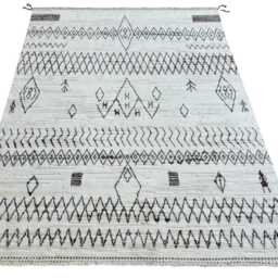 Hand-Knotted Moroccan Beni Ourain Rug, 100% Natural Wool, Modern Berber Carpet For Living Room - thumbnail 2