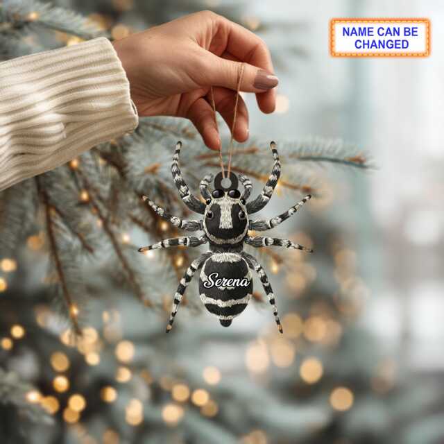 Custom Name Dry Pressing Spider Personalized Holiday Ornament, Christmas Tree Hanging Decor, 2D Flat Acrylic Ornament Gift - image 1