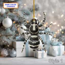Custom Name Dry Pressing Spider Personalized Holiday Ornament, Christmas Tree Hanging Decor, 2D Flat Acrylic Ornament Gift - thumbnail 2