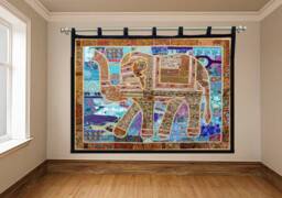 Elephant Tapestry Vintage Patchwork, Beaded Bohemian Wall Hanging - 80x100 Inches - thumbnail 1