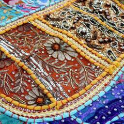 Elephant Tapestry Vintage Patchwork, Beaded Bohemian Wall Hanging - 80x100 Inches - thumbnail 4