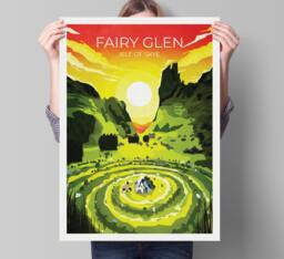 Fairy Glen Travel Poster, Isle Of Skye Scotland, Retro Scottish Print - thumbnail 1