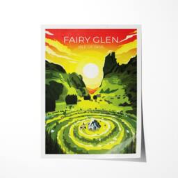Fairy Glen Travel Poster, Isle Of Skye Scotland, Retro Scottish Print - thumbnail 2
