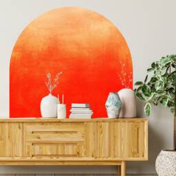 Orange Vibrant Gradient Arch Wall Art Decal, Wall Decor, Modern Headboard Boho Nursery Sticker Decor Peel & Stick Wallpaper 43 - thumbnail 1