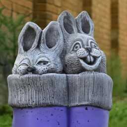 Concrete Bunny in Boots Statue Cement Rabbit Sculpture Outdoor Ornament Handcrafted Garden Animal Decor Stone Art Lover Gift - thumbnail 4