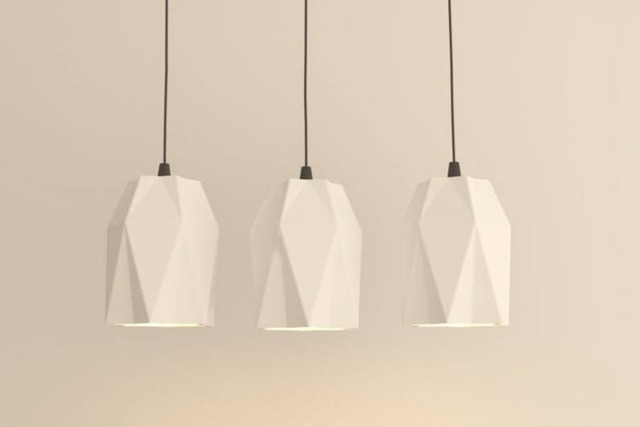 Folded Ceramic Pendant Lamp, Scandinavian Plug-In Design - Naaya Star - image 1
