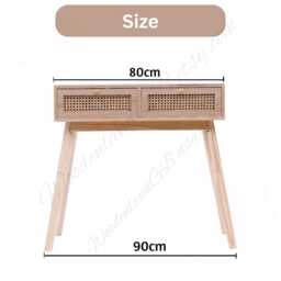 Rattan Console Table With 2 Drawers, Slim Wooden Hallway & Living Room - thumbnail 4