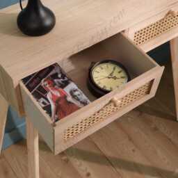 Rattan Console Table With 2 Drawers, Slim Wooden Hallway & Living Room - thumbnail 3