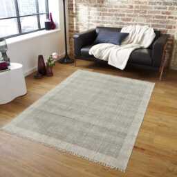 Handmade Black Abstract Cotton Rug, Block Printed Kilim - thumbnail 3