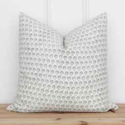 Floral Hand Block Botanical Pillow Cover - Green Indian Printed Throw -- Banks - thumbnail 1