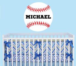 Personalized Baseball Wall Decal Boy's Sports Bedroom Decor - thumbnail 1