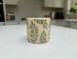 Foliage Crackle Glaze Ceramic Plant Pot - Botanical Green Leaf Planter 11.5cm - thumbnail 1