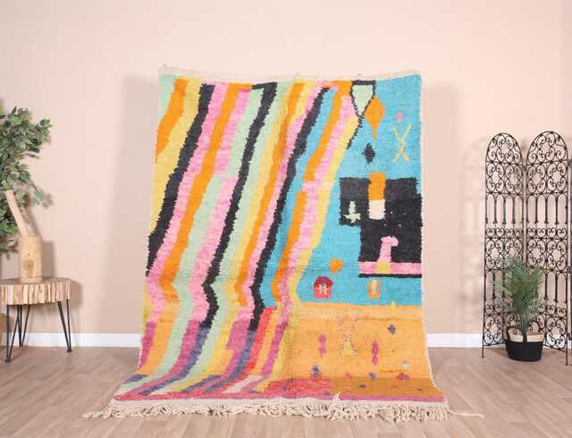 Vintage Boujaad Rug, Authentic Moroccan Rug 6x8 Ft - image 1
