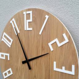 Large Wall Clock - Wood With White Numbers & Black Clock Hands Slim_Wood 23 - thumbnail 2