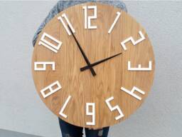 Large Wall Clock - Wood With White Numbers & Black Clock Hands Slim_Wood 23