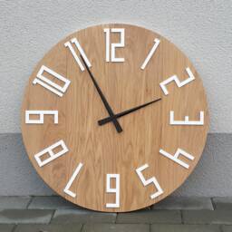 Large Wall Clock - Wood With White Numbers & Black Clock Hands Slim_Wood 23 - thumbnail 3