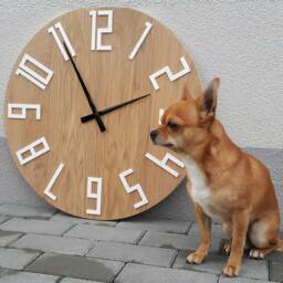 Large Wall Clock - Wood With White Numbers & Black Clock Hands Slim_Wood 23 - thumbnail 4