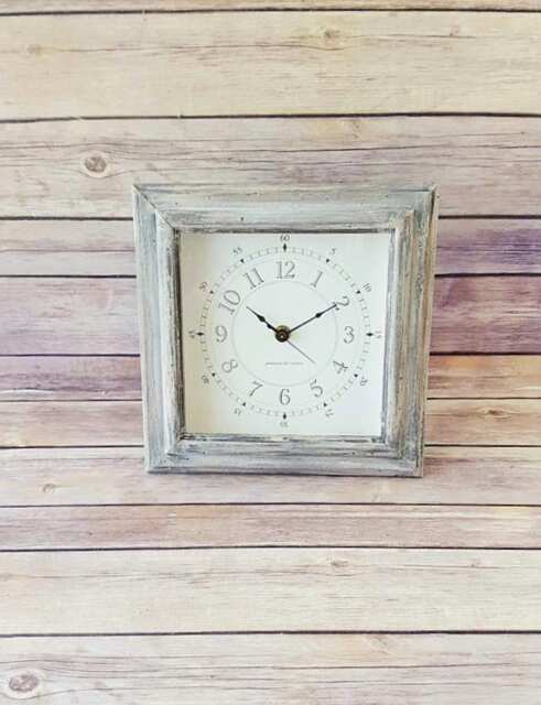Wood Mantle Clock - Wall Antique White Home Decor Rustic Farmhouse Up-Cycled Eco-Friendly Ready To Ship - image 1