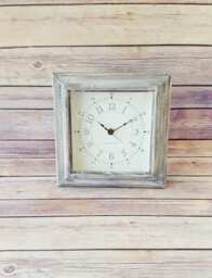 Wood Mantle Clock - Wall Antique White Home Decor Rustic Farmhouse Up-Cycled Eco-Friendly Ready To Ship - thumbnail 1