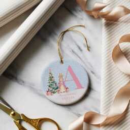 Pink Woodland Bunny Christmas Ornament Personalised Baby Girl's First Decoration Storybook Rabbit Keepsake 2025 Gift - thumbnail 3