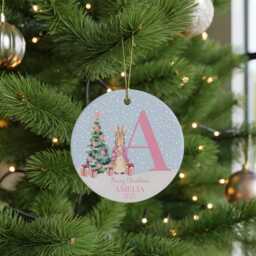 Pink Woodland Bunny Christmas Ornament Personalised Baby Girl's First Decoration Storybook Rabbit Keepsake 2025 Gift - thumbnail 4