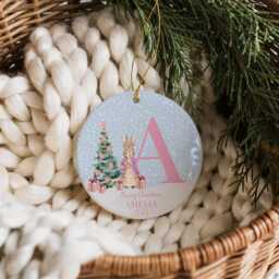 Pink Woodland Bunny Christmas Ornament Personalised Baby Girl's First Decoration Storybook Rabbit Keepsake 2025 Gift - thumbnail 2