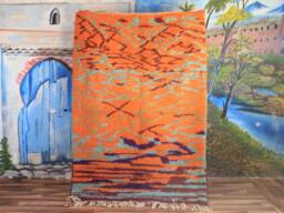 Moroccan Orange Rug, Beni Ourain Wool Berber Custom Handmade Rustic Carpet - Rug - thumbnail 1