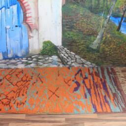 Moroccan Orange Rug, Beni Ourain Wool Berber Custom Handmade Rustic Carpet - Rug - thumbnail 3