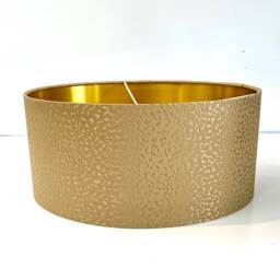 New Luxury Made By Order Embossed Golden Silk Super Luxurious Lamp Shade & Pendant Light With Metallic Panels Lining - thumbnail 3