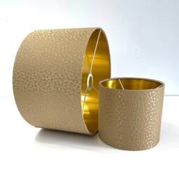 New Luxury Made By Order Embossed Golden Silk Super Luxurious Lamp Shade & Pendant Light With Metallic Panels Lining - thumbnail 2