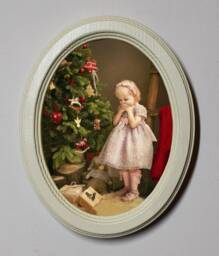 Oval Ivory Wooden Framed 4 X 6 Picture, Wall Hanging, Home Decor, Christmas Joy - thumbnail 1