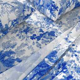 Chinoiserie Sheets - Palace Blue By Peacoquettedesigns Toile Du Jouy Nature Cotton Sateen Sheet Set Bedding Spoonflower - thumbnail 2